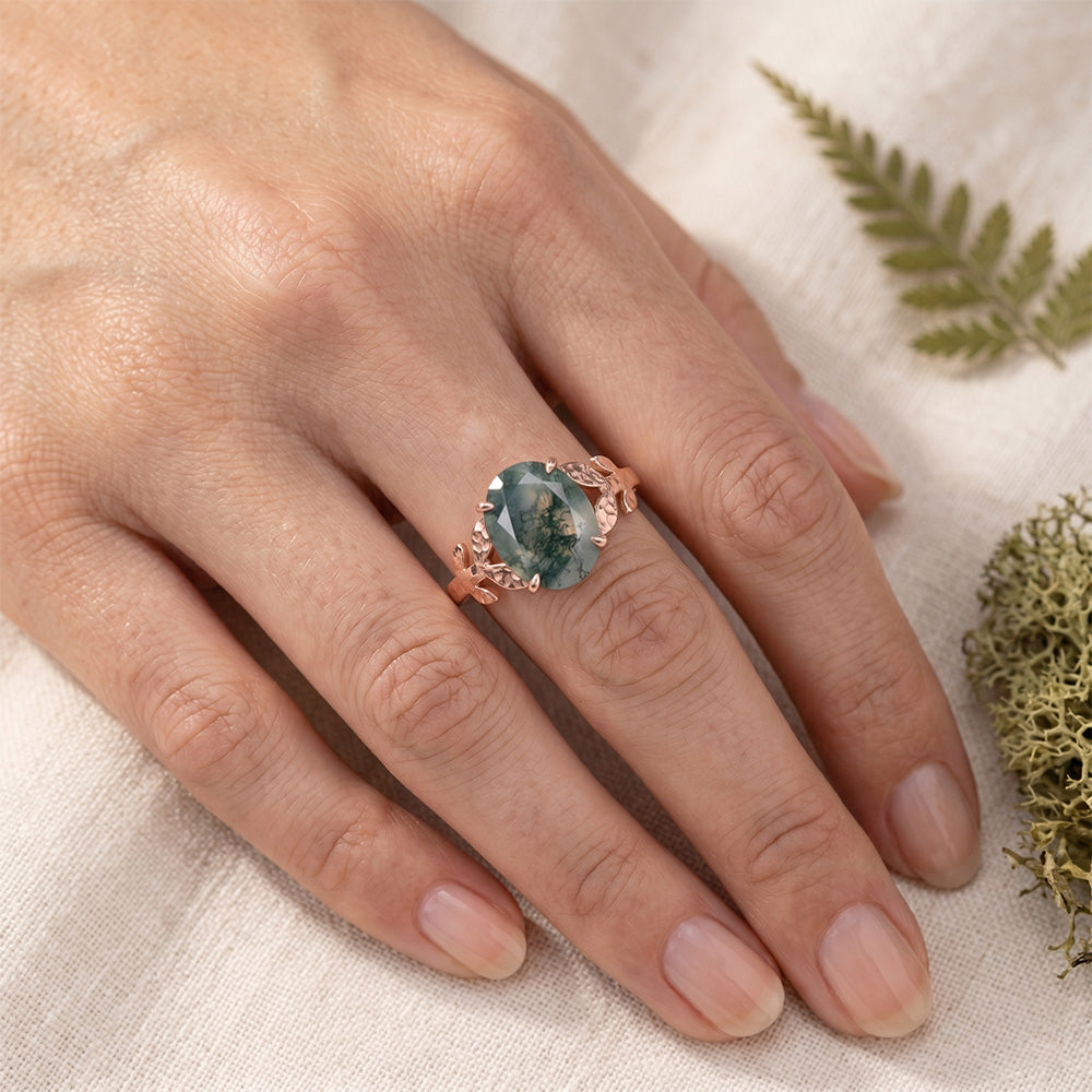 Maßgefertigter 4,0-Karat Dendritic Agate Schmuckstein-Ring