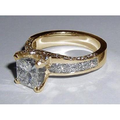 Maßgeschneiderter Prinzessinnenschnitt Pflastern Echt Diamant-Verlobungsring 4.25 Karat
