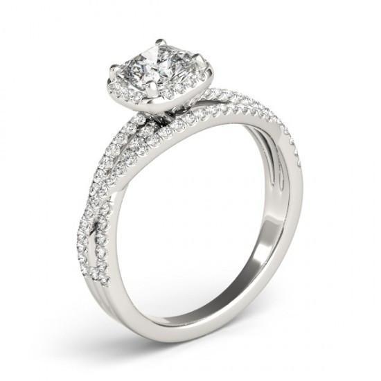 Mittelkissen Echt Diamant Halo Verlobungsring 1,74 ct. Weißgold 14K