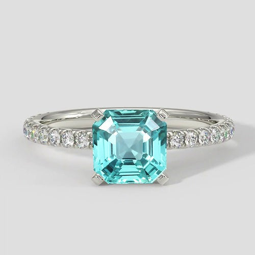 Moderner Asscher Paraiba Turmalin Ring