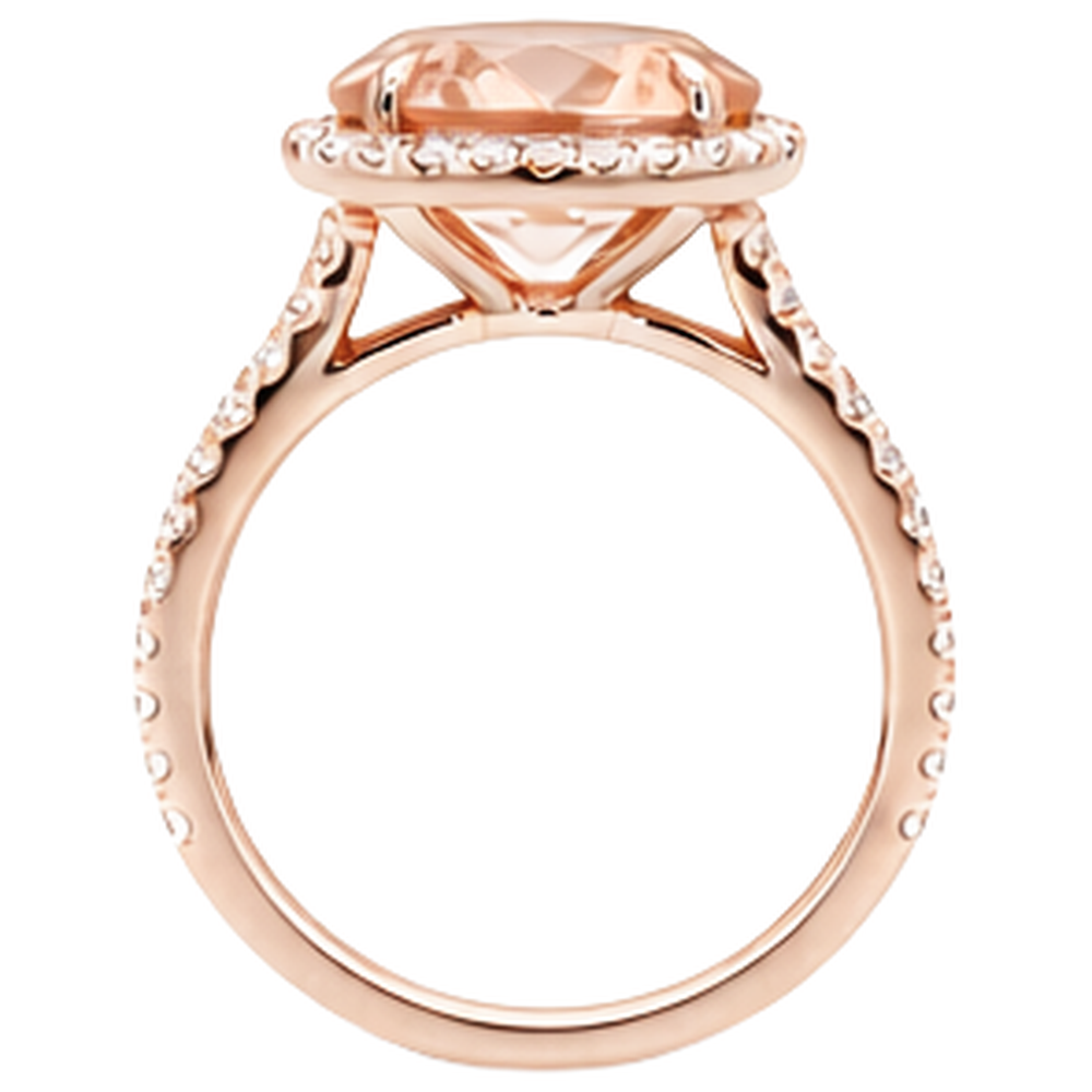 Morganit mit Aus der Erde Abgebauter Natürlicher Diamanten 27.50 Karat Ring Roségold 14K
