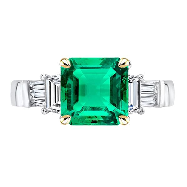 Natürlicher Grüner Smaragd Asscher Schliff Diamant Ring Erde Abgebaut für Frauen