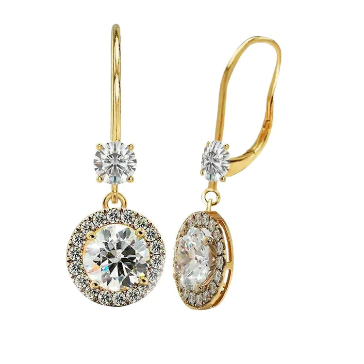 Natürlich Halo Drop Dangle Ohrringe Leverbacks 4,80 Karat