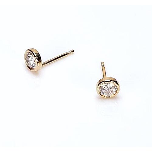 Natürlich Runde Lünette Ohrstecker Gelbgold 14K 1 Karat