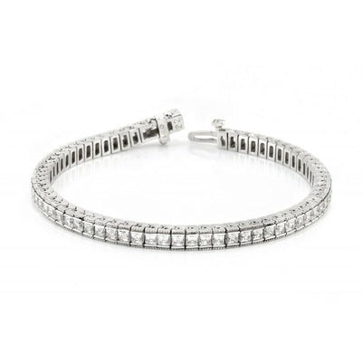 Natürliche 10.50 Karat Aus der Erde Abgebauter Natürlicher Diamant Tennisarmband Weißgold 14K Schmuck