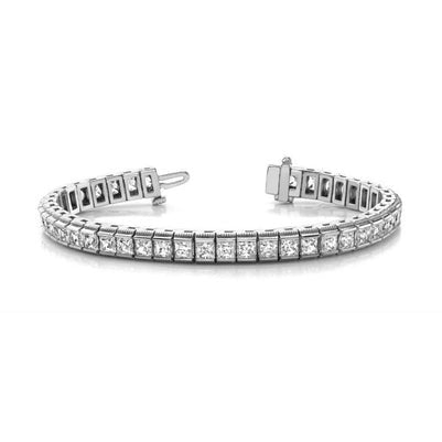 Natürliche 10.50 Karat Aus der Erde Abgebauter Natürlicher Diamant Tennisarmband Weißgold 14K Schmuck