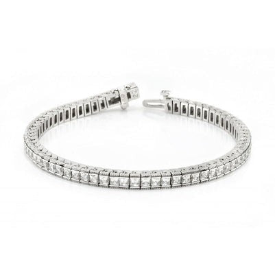 Natürliche 10.50 Karat Aus der Erde Abgebauter Natürlicher Diamant Tennisarmband Weißgold 14K Schmuck