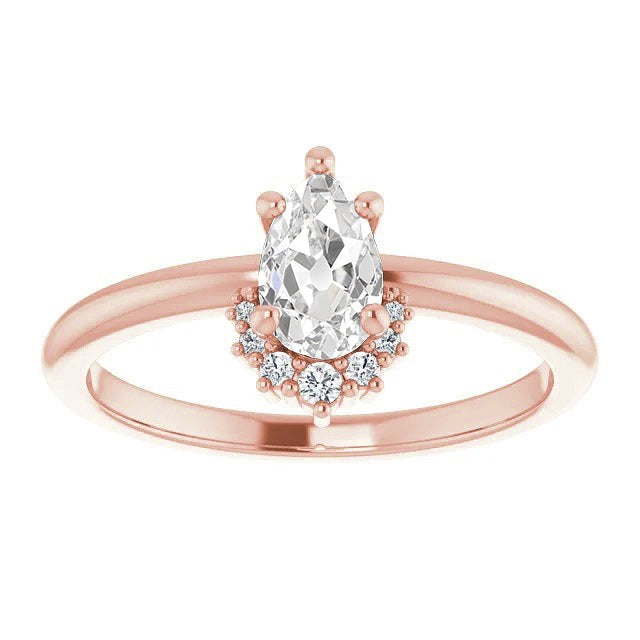 Natürliche Birne Altschliff Diamantring 5 Krappen Satz Tiara Stil 2.50 Karat