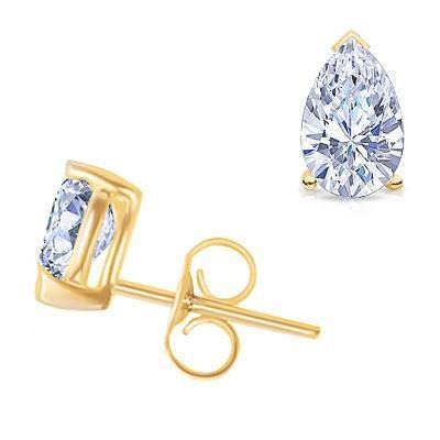 Natürliche Damen Aus der Erde Abgebauter Natürlicher Diamant Ohrstecker Paar 1.50 ct. Gelbes Gold