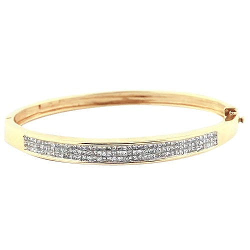 Natürliche Diamant-Armreif 3 Karat Gelbgold 14K