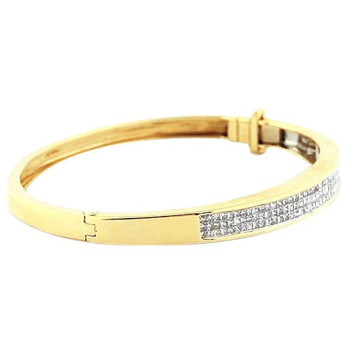 Natürliche Diamant-Armreif 3 Karat Gelbgold 14K