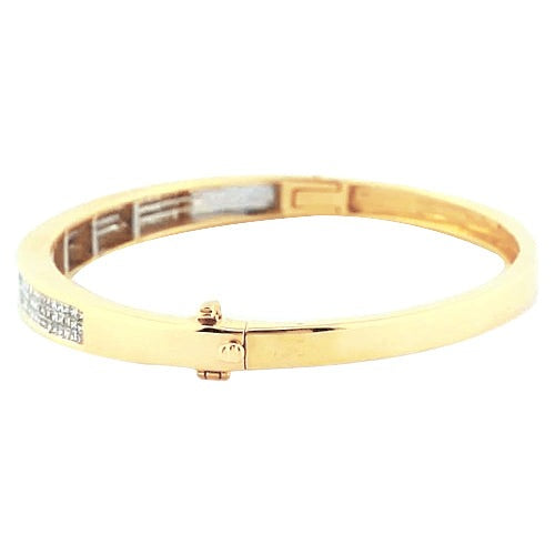Natürliche Diamant-Armreif 3 Karat Gelbgold 14K