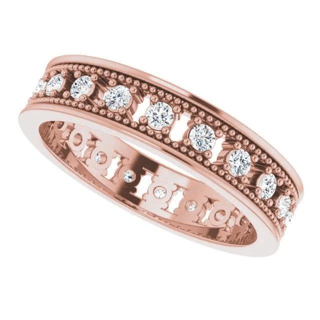 Natürliche Diamant Eternity Band Antik-Stil 1 Karat Roségold 14K