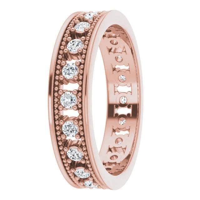 Natürliche Diamant Eternity Band Antik-Stil 1 Karat Roségold 14K