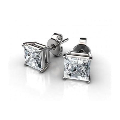 Natürliche Aus der Erde Abgebauter Natürlicher Diamant-Ohrstecker im Prinzessinschliff 4 Karat
