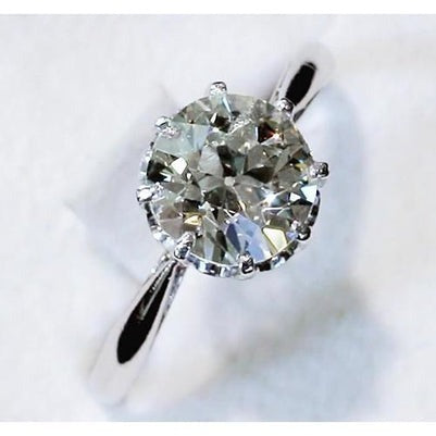 Natürliche Diamant Solitaire Ring 2.50 Karat Old Mine Klassischer Damenschmuck
