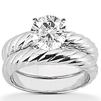 Natürliche Diamant-Solitär-Verlobungsband-Set 1,25 Karat Weißgold