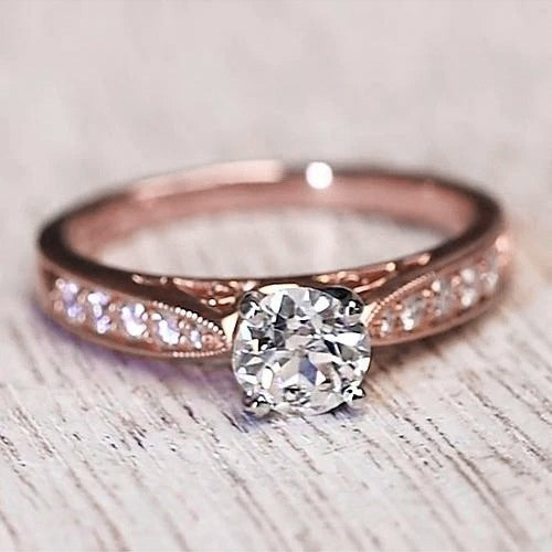 Natürliche Diamant Verlobung Ring 1,50 Karat 14K Roségold