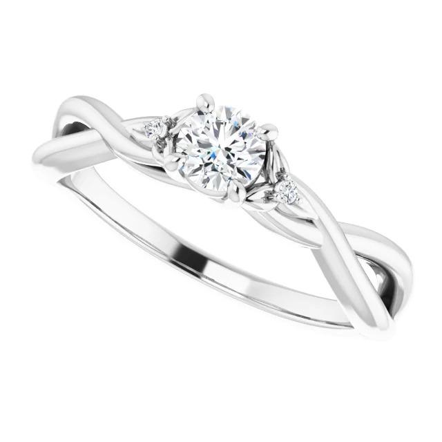 Natürliche Diamantring mit gedrehtem Schaft 1,40 Karat Weißgold 14K