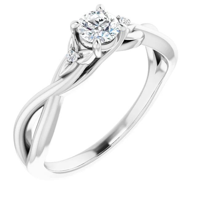 Natürliche Diamantring mit gedrehtem Schaft 1,40 Karat Weißgold 14K