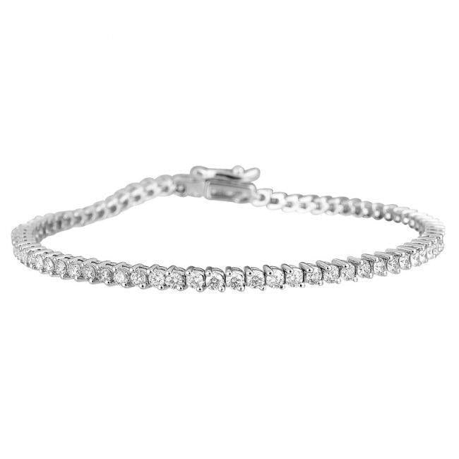 Natürliche Funkelndes Aus der Erde Abgebauter Natürlicher Diamant-Tennisarmband Zinken-Set 4,55 Karat WG 14K