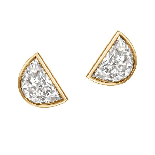 Natürliche Halbmond-Aus der Erde Abgebauter Natürlicher Diamant-Ohrstecker