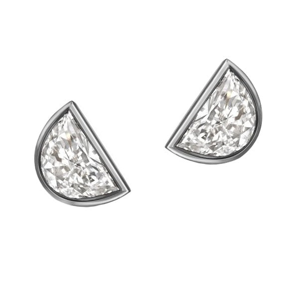 Natürliche Halbmond-Aus der Erde Abgebauter Natürlicher Diamant-Ohrstecker