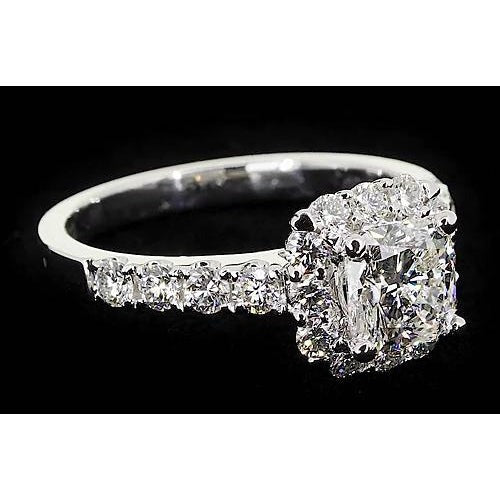 Natürliche Kissen Diamant Verlobung Ring Halo 2 Karat Weiß Gold 14K