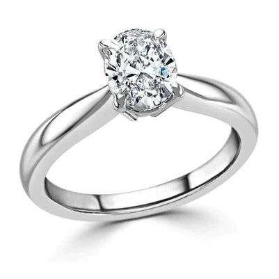 Natürliche Ovaler 3 ct-Aus der Erde Abgebauter Natürlicher Diamantring mit konischem Schaft