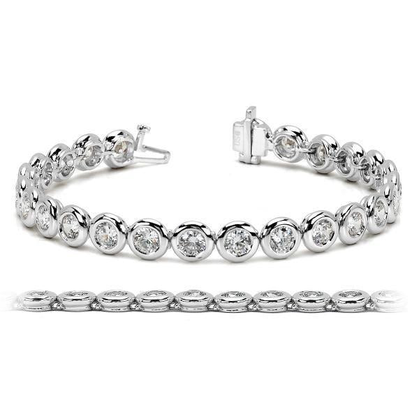 Natürliche Rundschliff Aus der Erde Abgebauter Natürlicher Diamant Tennisarmband Lünette 7,50 Karat Weißgold 14K