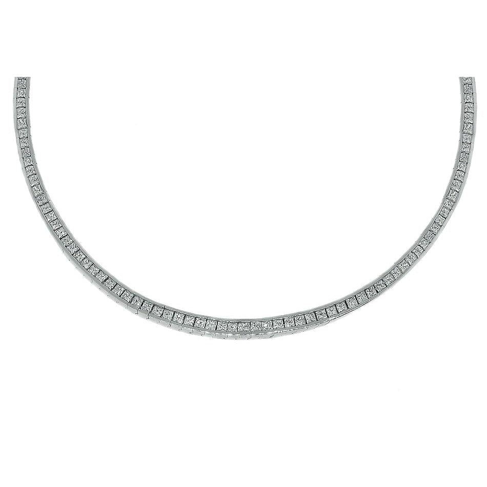 Natürliche Schöne Diamant Prinzessin Riviera Halskette 17 Karat Weißgold 14K