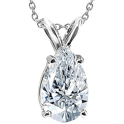 Natürliche Solitär-Aus der Erde Abgebauter Natürlicher Diamant-Birnen-Anhänger-Halskette 2,5 Kt. Weißgold 14K