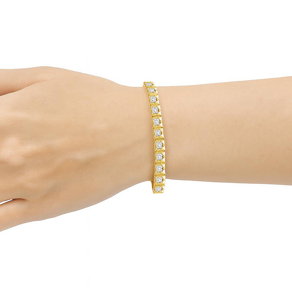 Natürliche 5 Karat Aus der Erde Abgebauter Natürlicher Diamant Quadrat Herren Armband Gelbgold 14K