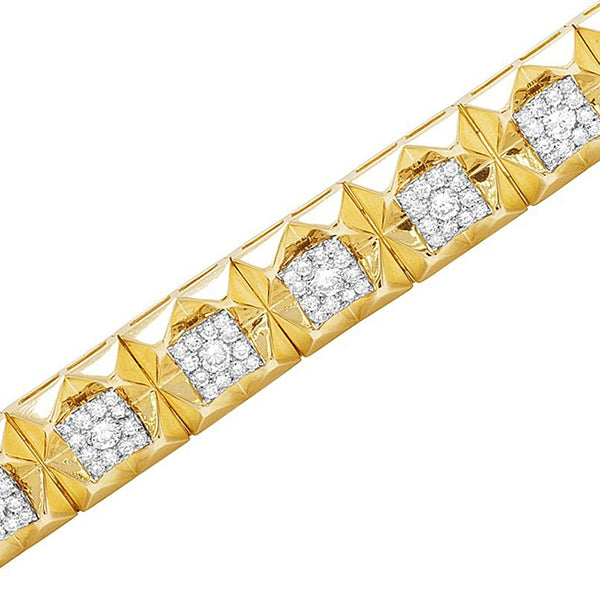 Natürliche 5 Karat Aus der Erde Abgebauter Natürlicher Diamant Quadrat Herren Armband Gelbgold 14K