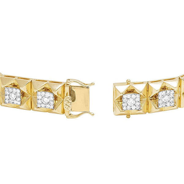 Natürliche 5 Karat Aus der Erde Abgebauter Natürlicher Diamant Quadrat Herren Armband Gelbgold 14K