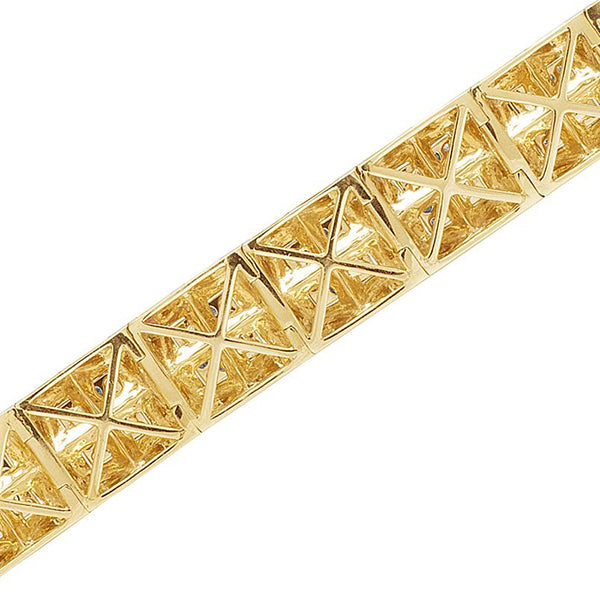 Natürliche 5 Karat Aus der Erde Abgebauter Natürlicher Diamant Quadrat Herren Armband Gelbgold 14K