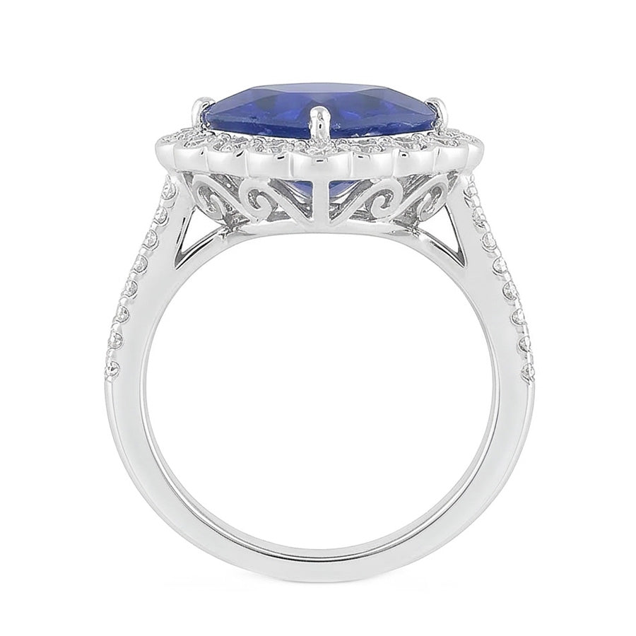 Natürlicher Diamant ( nicht im Labor gezüchtet ) Halo Heart Ceylon Saphir Ring Doppelschaft 5 Karat