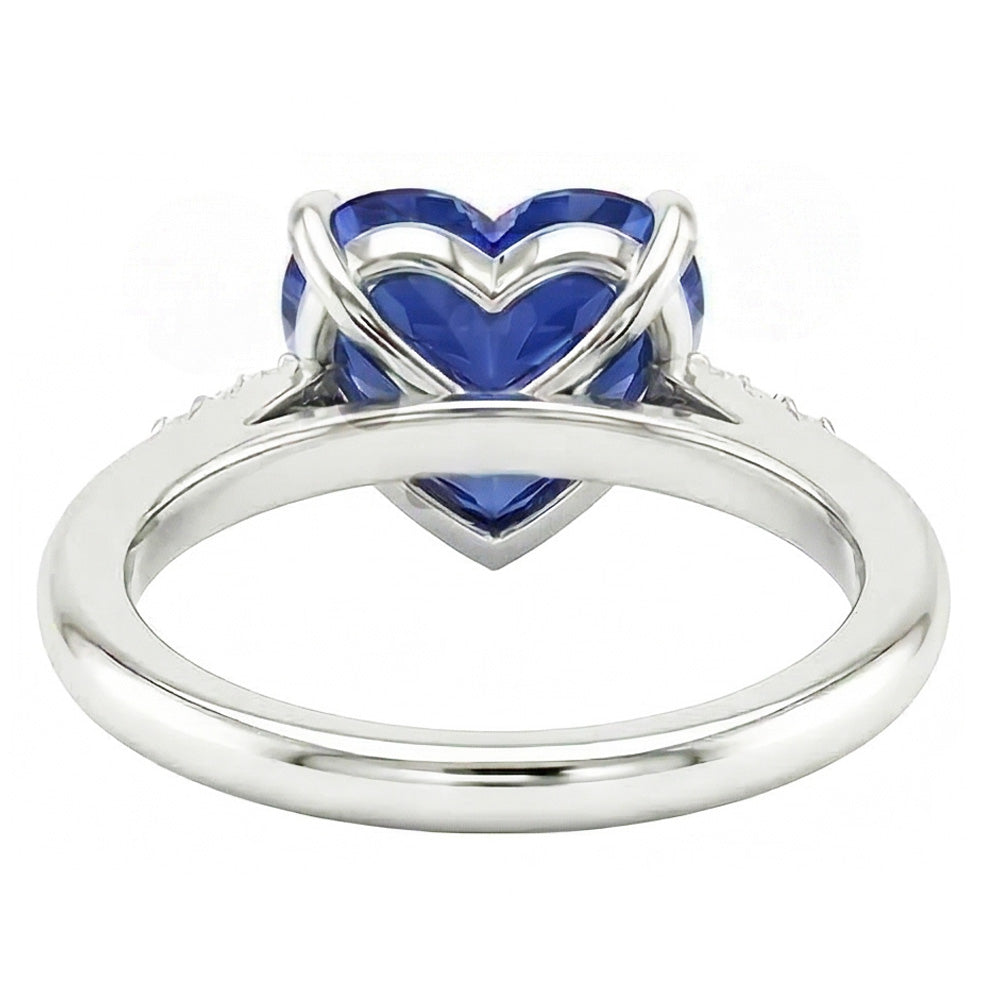 Natürlicher Diamant ( nicht im Labor gezüchtet ) Herz Hellblauer Saphir Ring Krappenset 1,25 Karat Gold