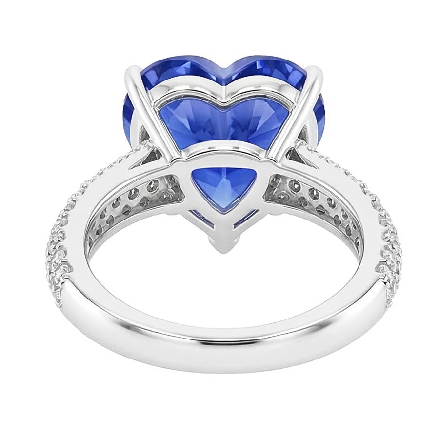 Natürlicher Diamant ( nicht im Labor gezüchtet ) Jubiläums Herz Ceylon Saphir Edelstein Ring 4,50 Karat