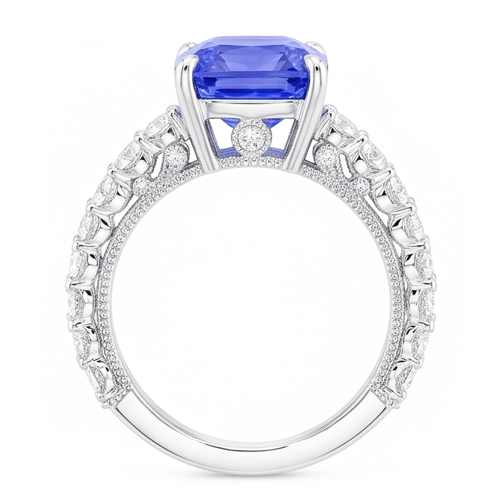 Natürlicher Diamant ( nicht im Labor gezüchtet )-Jubiläumsring 4 Karat Vintage-Stil Saphir Radiant Cut