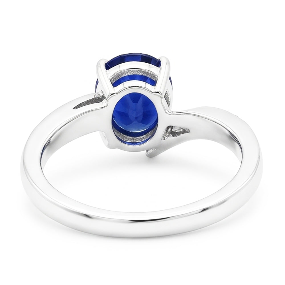 Natürlicher Diamant ( nicht im Labor gezüchtet )- und Saphir-Verlobungsring Oval Tension Style 2,50 Karat