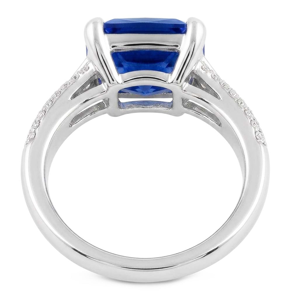 Natürlicher Diamant ( nicht im Labor gezüchtet )schmuck Strahlender Saphirring Pave Split Shank 4 Karat