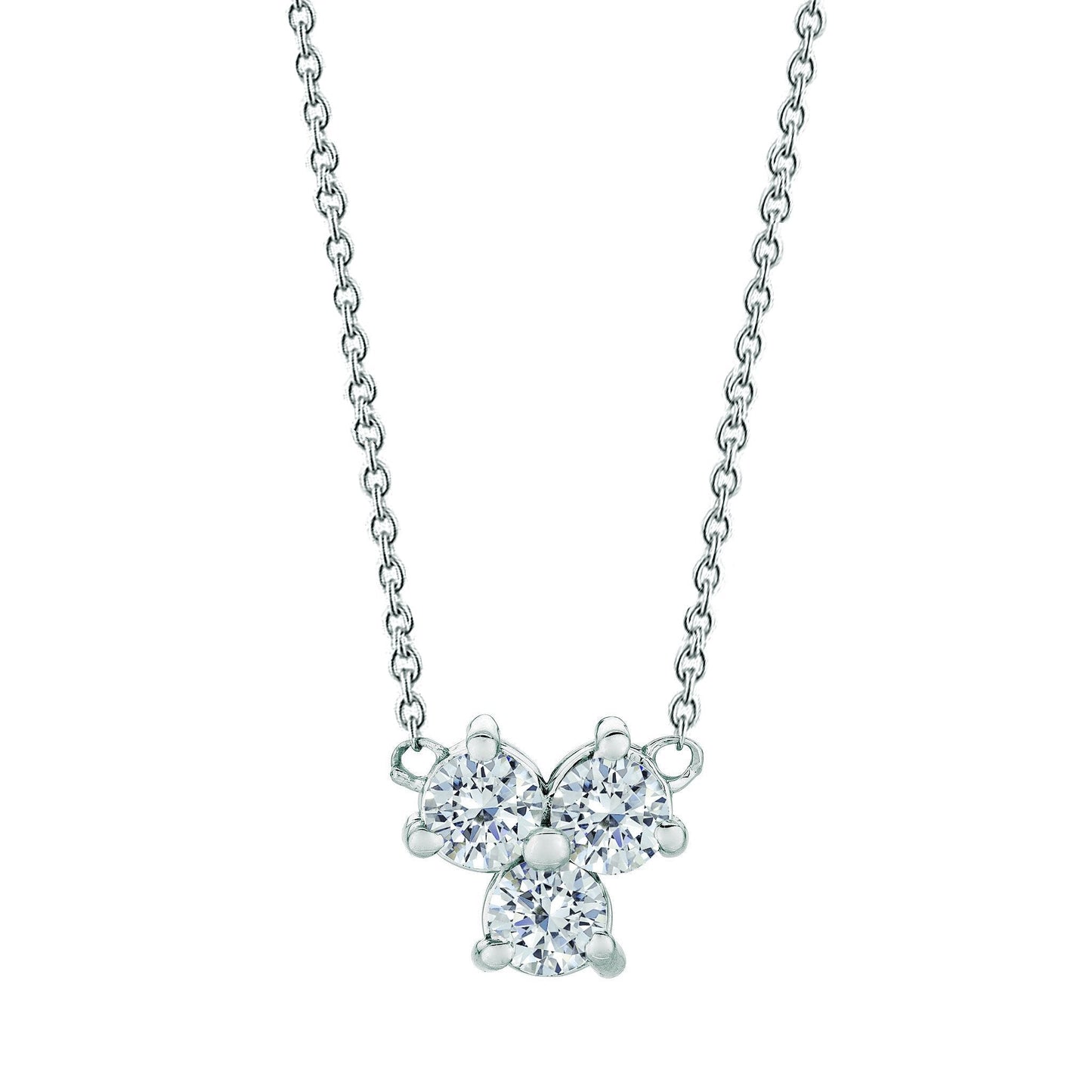 Natürlicher Dreistein-Aus der Erde Abgebauter Natürlicher Diamant-Halskettenanhänger aus 0,50 Karat 14K Weißgold