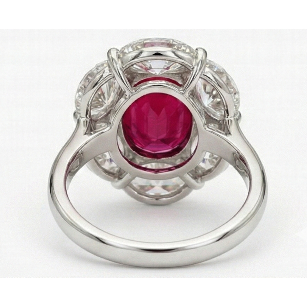 Natürlicher Ehering mit Rubin und Aus der Erde Abgebauter Natürlicher Diamant 5 Karat Gold 14K