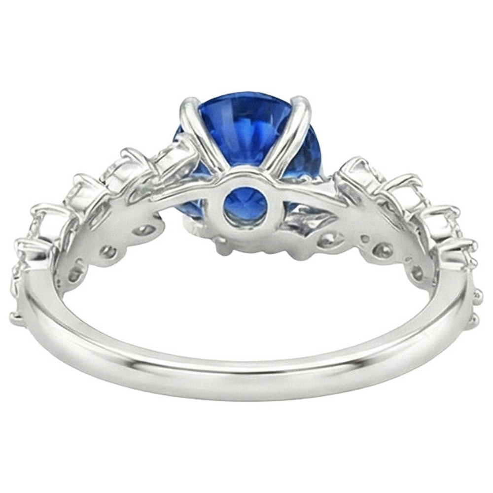 Natürlicher blauer Saphir & Marquise Aus der Erde Abgebauter Natürlicher Diamantring mit geteiltem Schaft 3 Karat Neu