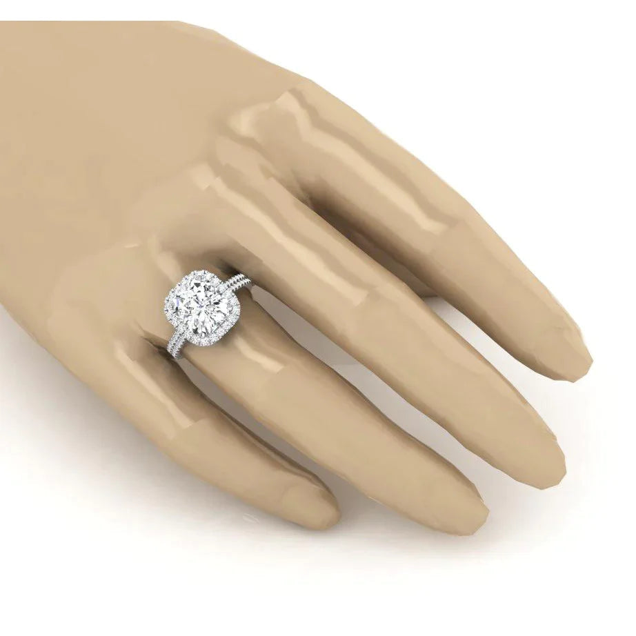 Natürlicher strahlender 7-Carat-Diamant-Halo-Ring d