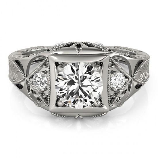 Neu 1 Karat Echt Diamant Schmuck Dame Drei Stein Ring Vintage Style
