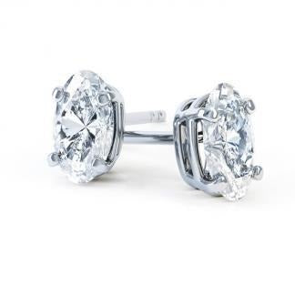 Neu Oval Cut Echt Aus der Erde Abgebauter Natürlicher Diamant Ohrstecker Krappenset 3.0 Karat Weißgold 14K