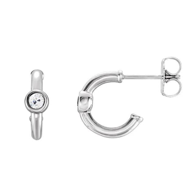 Offene Creolen Old European Echt Diamants Lünette Set 2 Karat