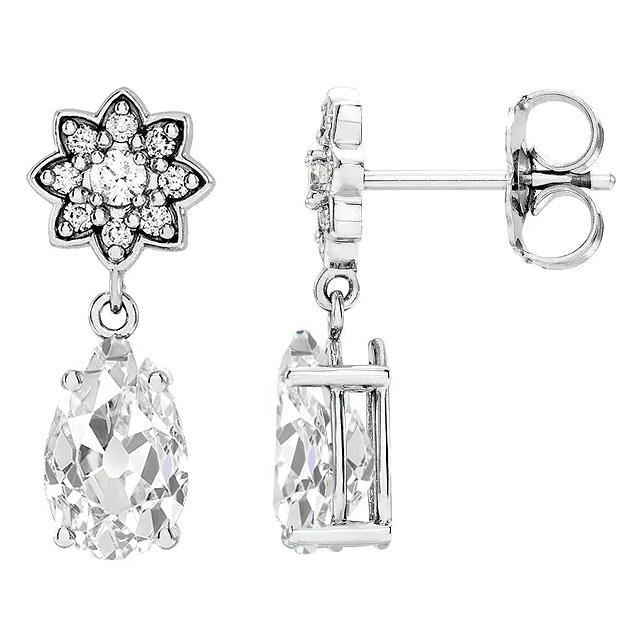 Ohrhänger Birne alter Bergmann & Runde Echt Diamanten 7.50 Ct. Stern-Stil